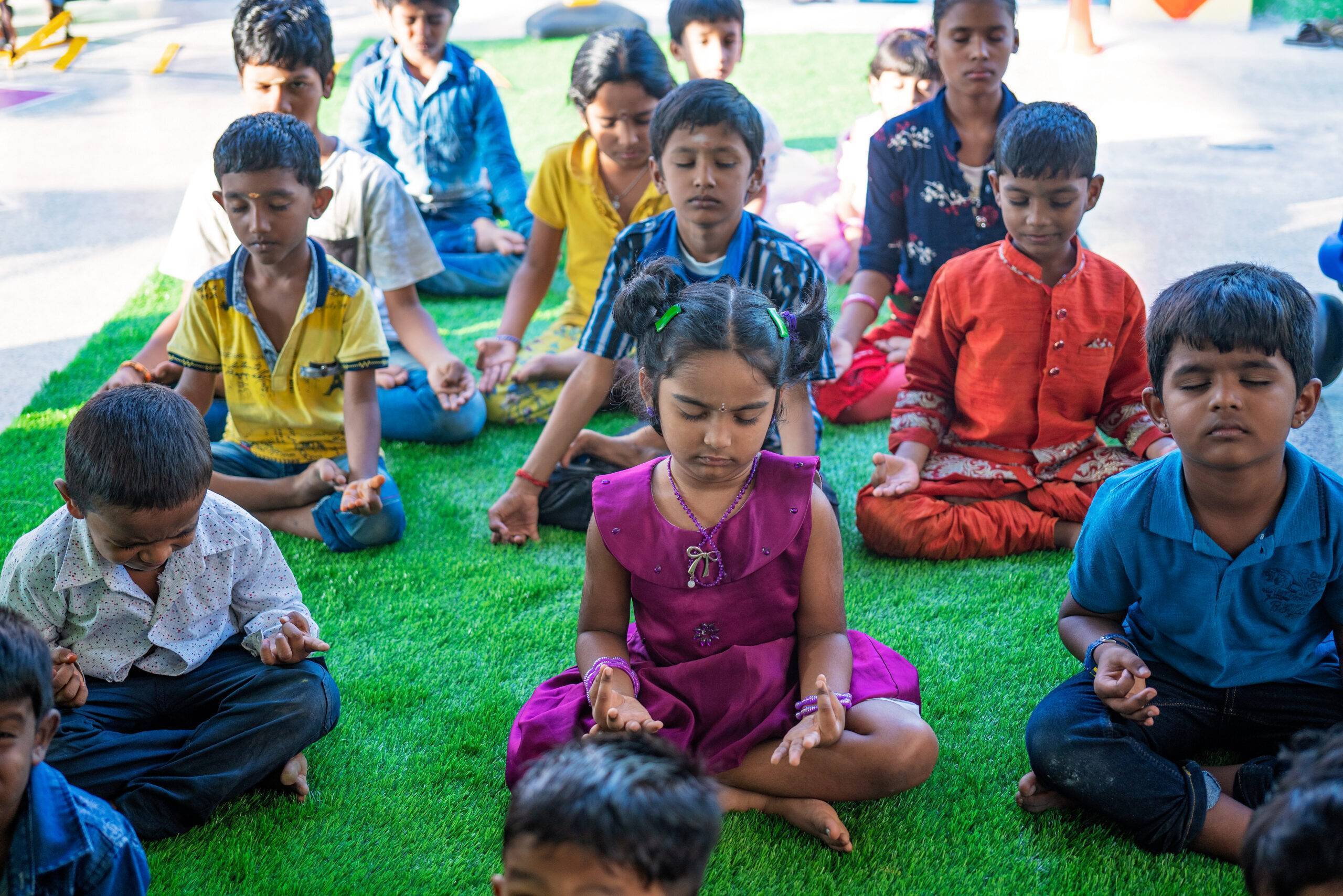 children are doing yoga